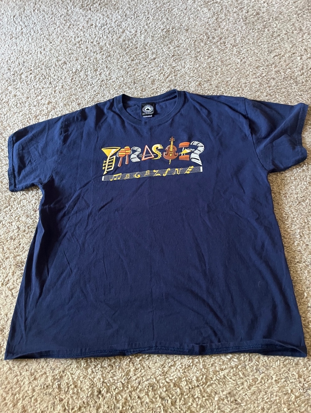 Thrasher Magazine Navy Musical Instruments Spellout Logo Tee